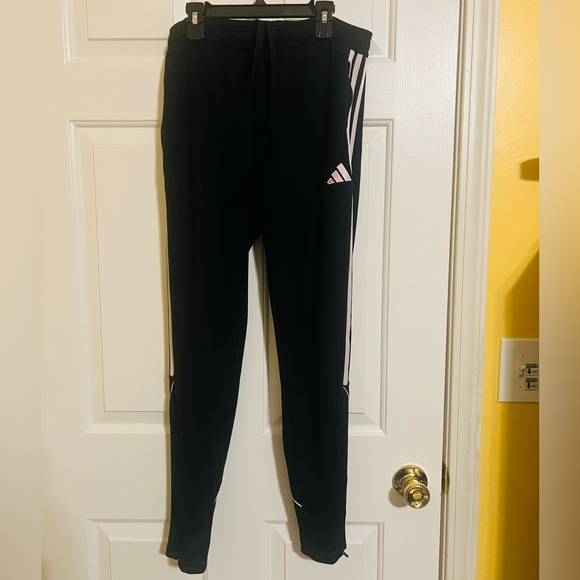 NWOT Adidas Black w/ Clear Pink Stripes Jogger Pants | Women’s M | Model HR7118 - Picture 1 of 4